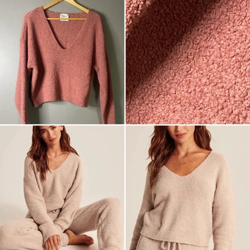 💖 Abercrombie & Fitch Soft A&F Collection V Neck Fleece Sweater 💖